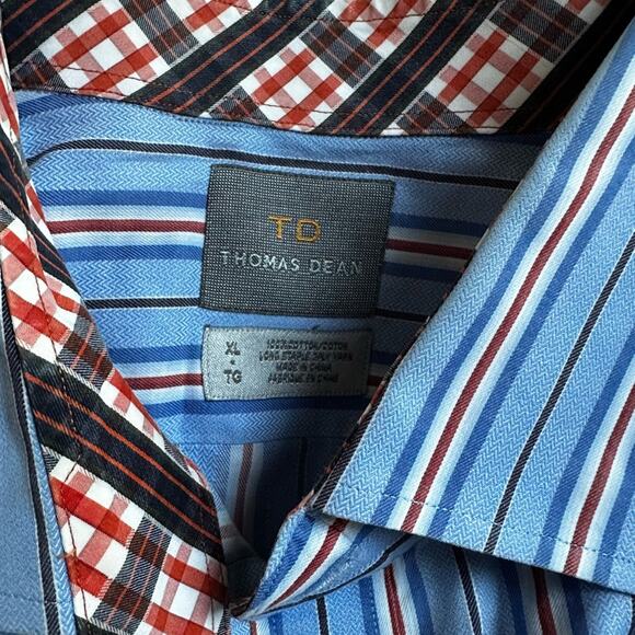 Thomas Dean Flip Cuff Button Up Shirt Mens XL Blue Orange Stripe Florida Gators - Picture 5 of 7